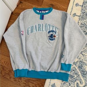 Vintage STARTER Charlotte Hornets NBA basketball Crewneck Sweatshirt Size XL